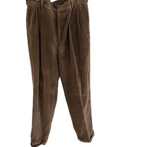 Jos A Bank Classic Men Corduroy Brown Pants 35/32 Straight Pleated Cuff Career